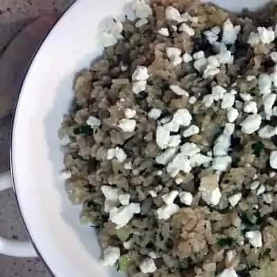Brown Rice Pilaf with Preserved Lemons and Feta Cheese