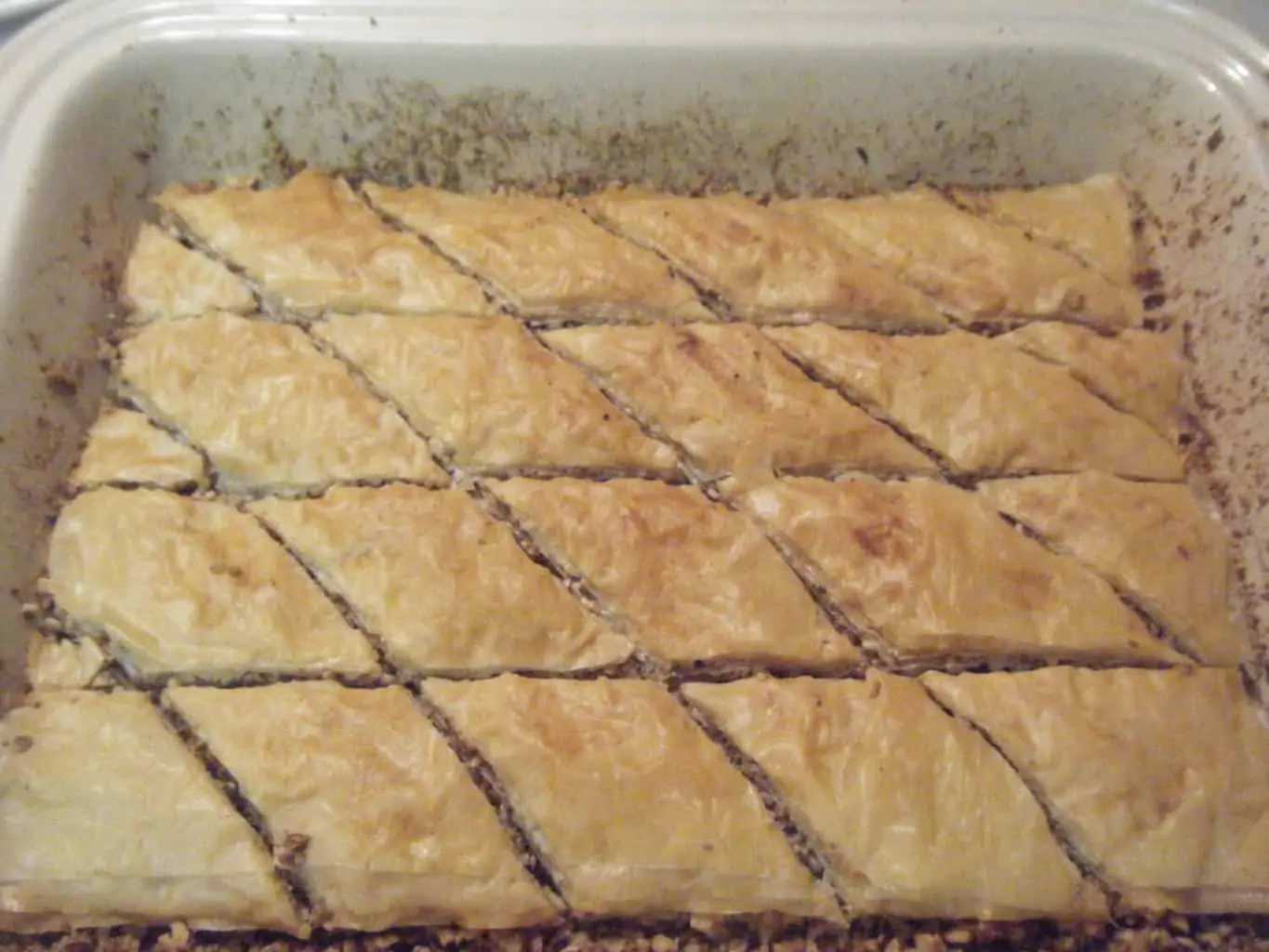 homemade Baklava baked to a golden brown