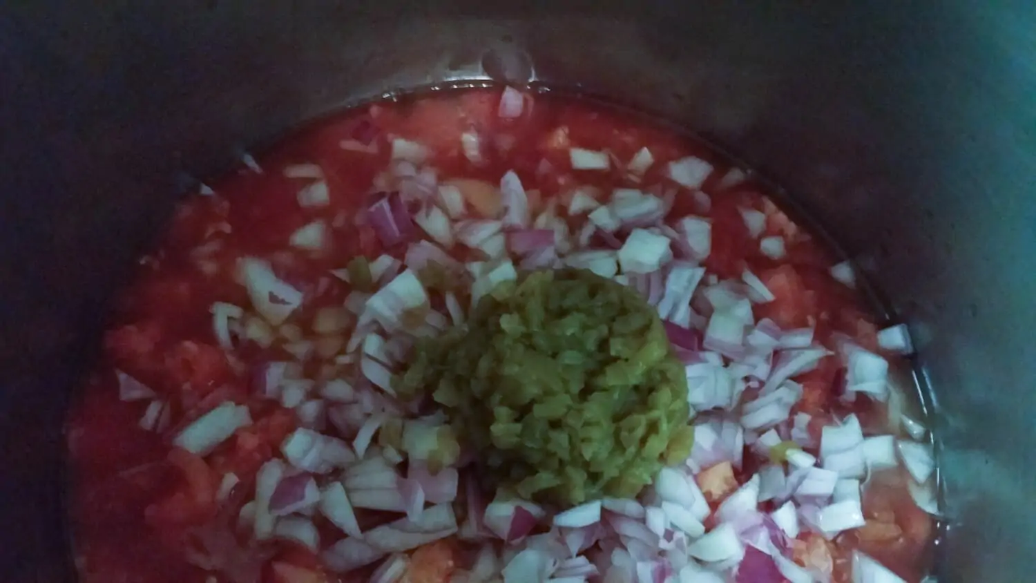salsa ingredients in a large pot