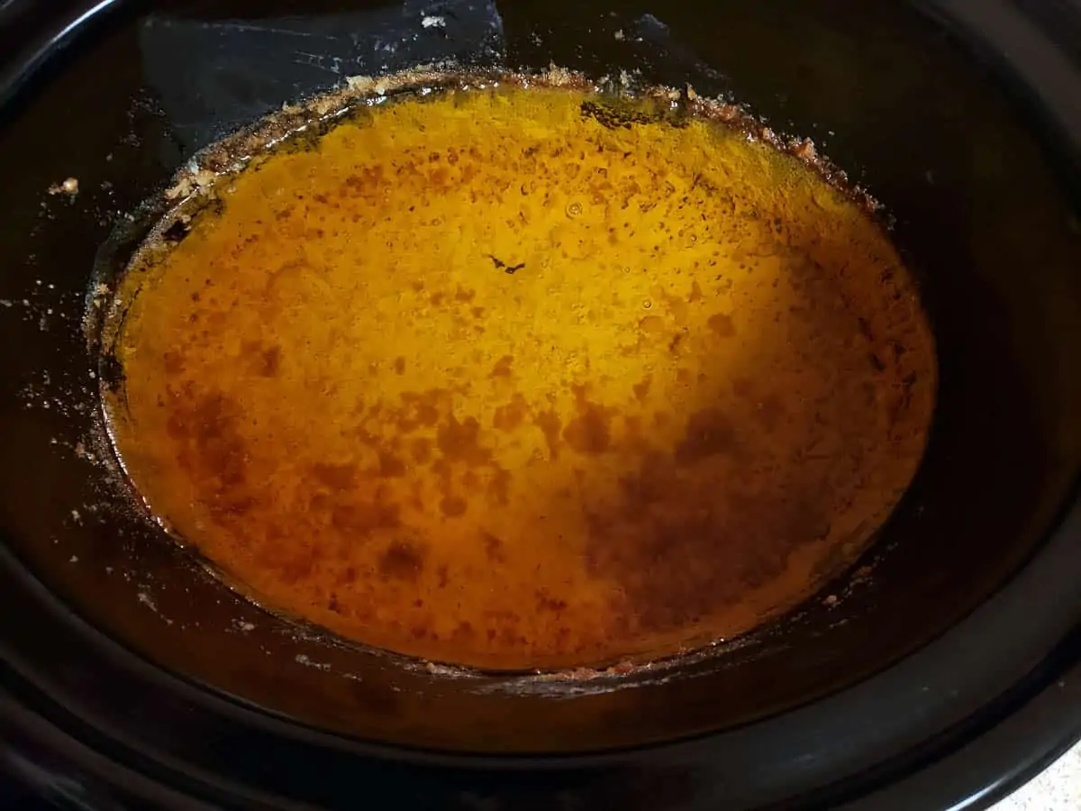 melted butter for ghee in a crockpot