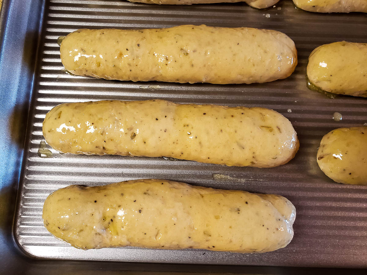 risen Parmesan Rosemary Breadsticks brushed with garlic butter
